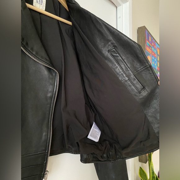 [SOLD] GAP Side Tide Black Moto Biker Leather Jacket - Picture 11 of 11